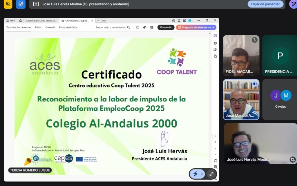 Certificado Coop Talent 2025 Al-Andalus 2000